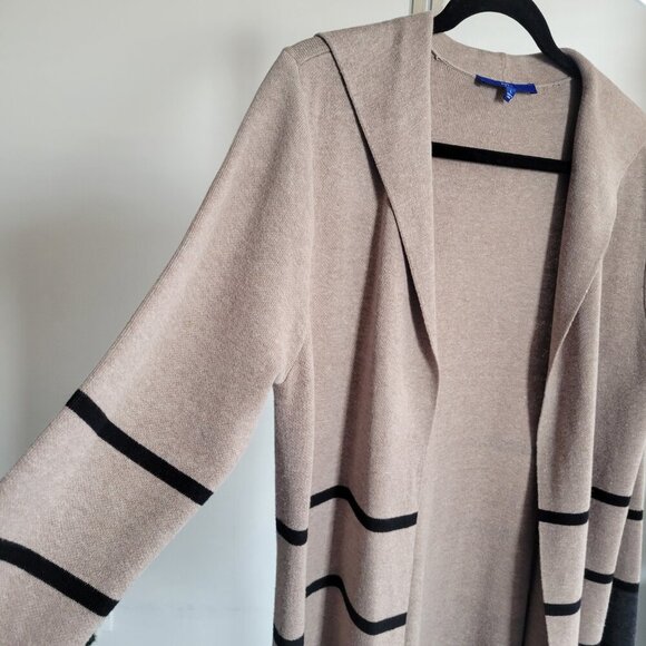 Apt. 9 Open Front Long Cardigan Sweater Women’s Large/Oatmeal & Gray Colorblock - Picture 10 of 16